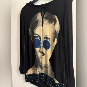 Black Graphic Women Top